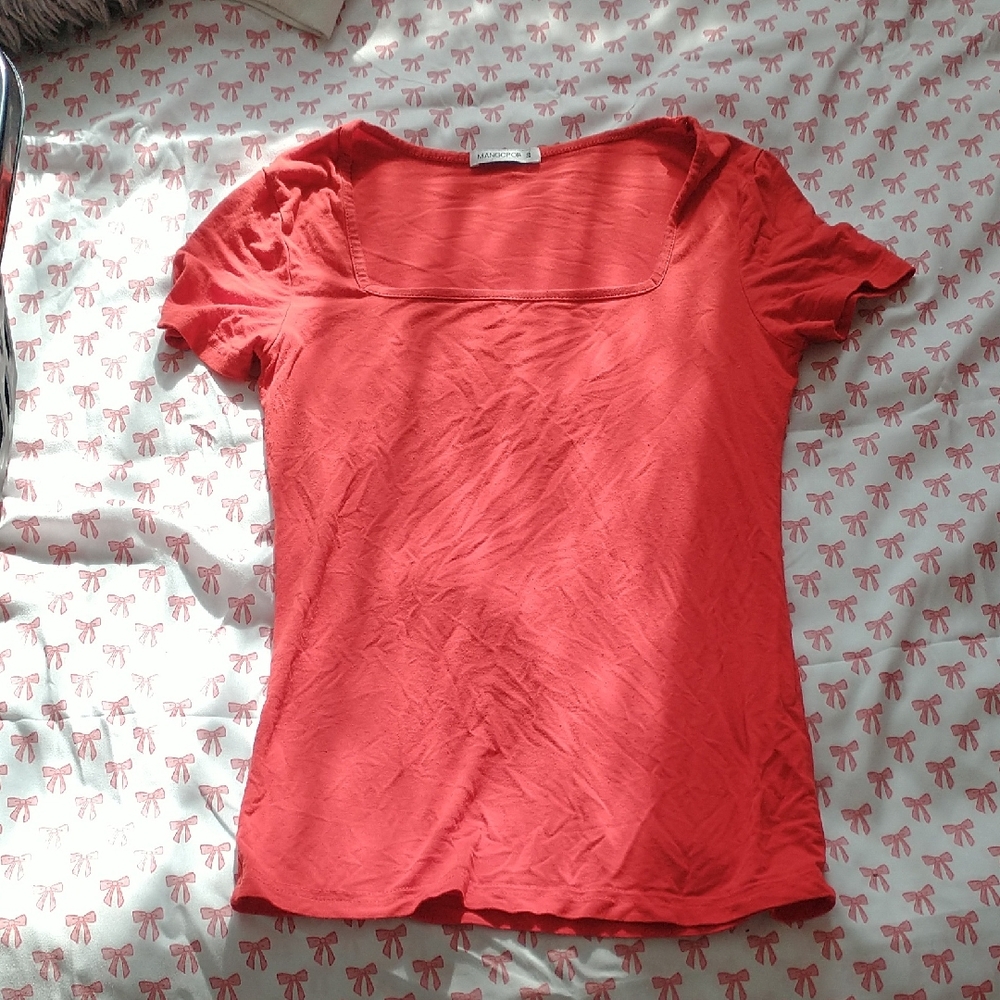 Mango Vibrant Red Short Sleeve Top